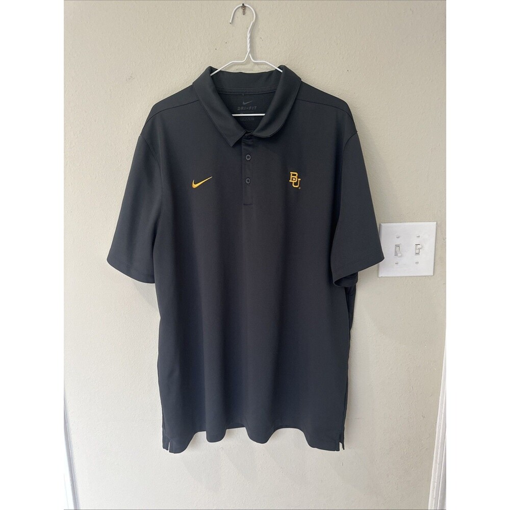 Nike Baylor Bears Polo Shirt Men's 2XL Grey Short Sleeve Dri-Fit Athletic